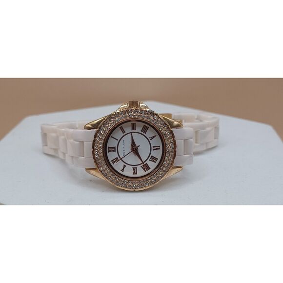 Anne Klein AK/2204RGLP Premium Crystal Accented Lght Pink Ceramic Bracelet Watch - Picture 1 of 11